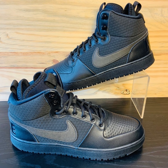 Nike Shoes New Nike Mid Winter Sneaker Boots Triple Black Poshmark